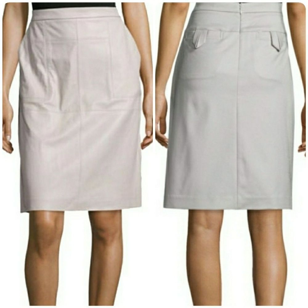 Halston Heritage Leather Straight Skirt - Picture 1 of 8